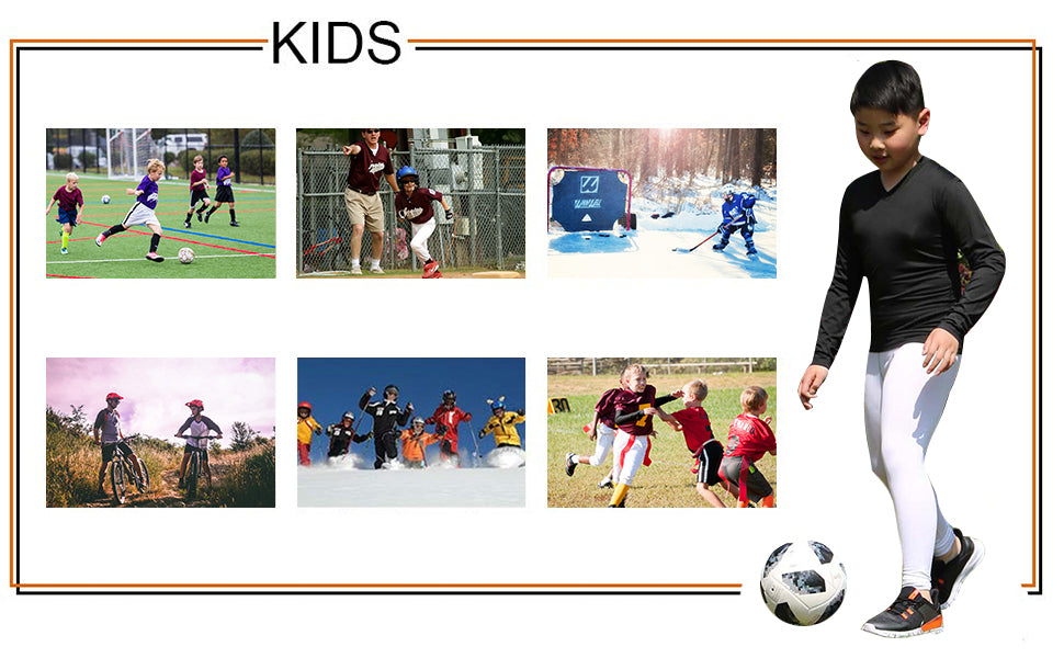 Football Skins Kids Base Layer Moisture Wicking Quick Dry Tops 3 Pack LANBAOSI