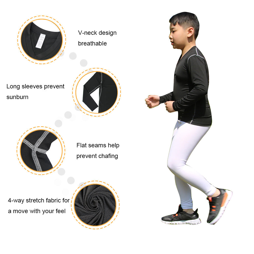 Football Skins Kids Base Layer Moisture Wicking Quick Dry Tops 3 Pack LANBAOSI