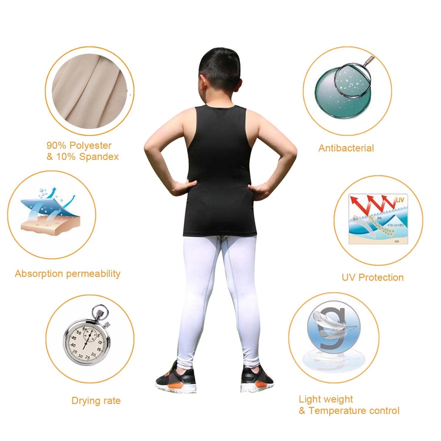 Kids Athletic Sleeveless Tank Top Boys Vest 2 Pack LANBAOSI