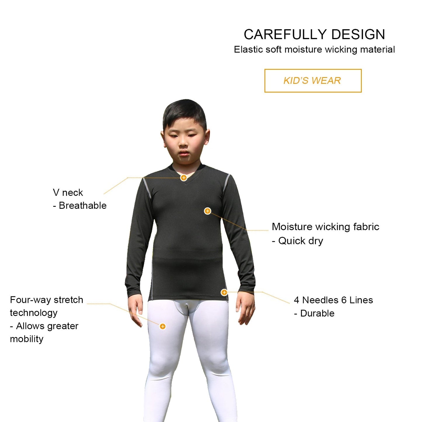 Kids Boy's Thermal Underwear Base Layer Set Long Sleeve Top & Pants LANBAOSI