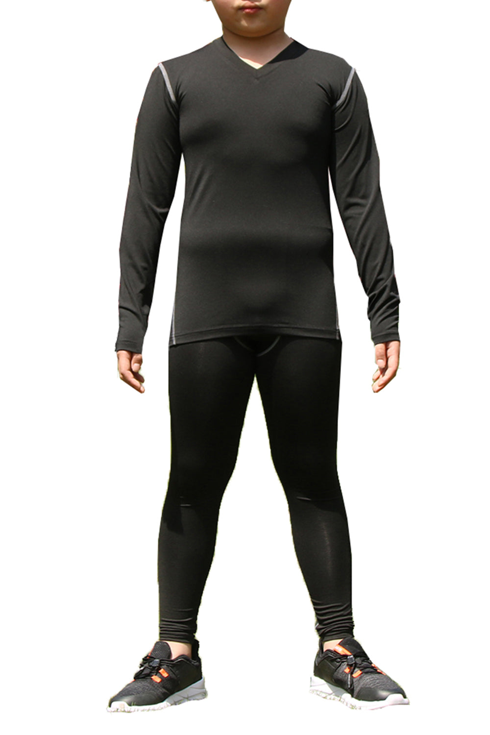 Kids Boy's Thermal Underwear Base Layer Set Long Sleeve Top & Pants LANBAOSI