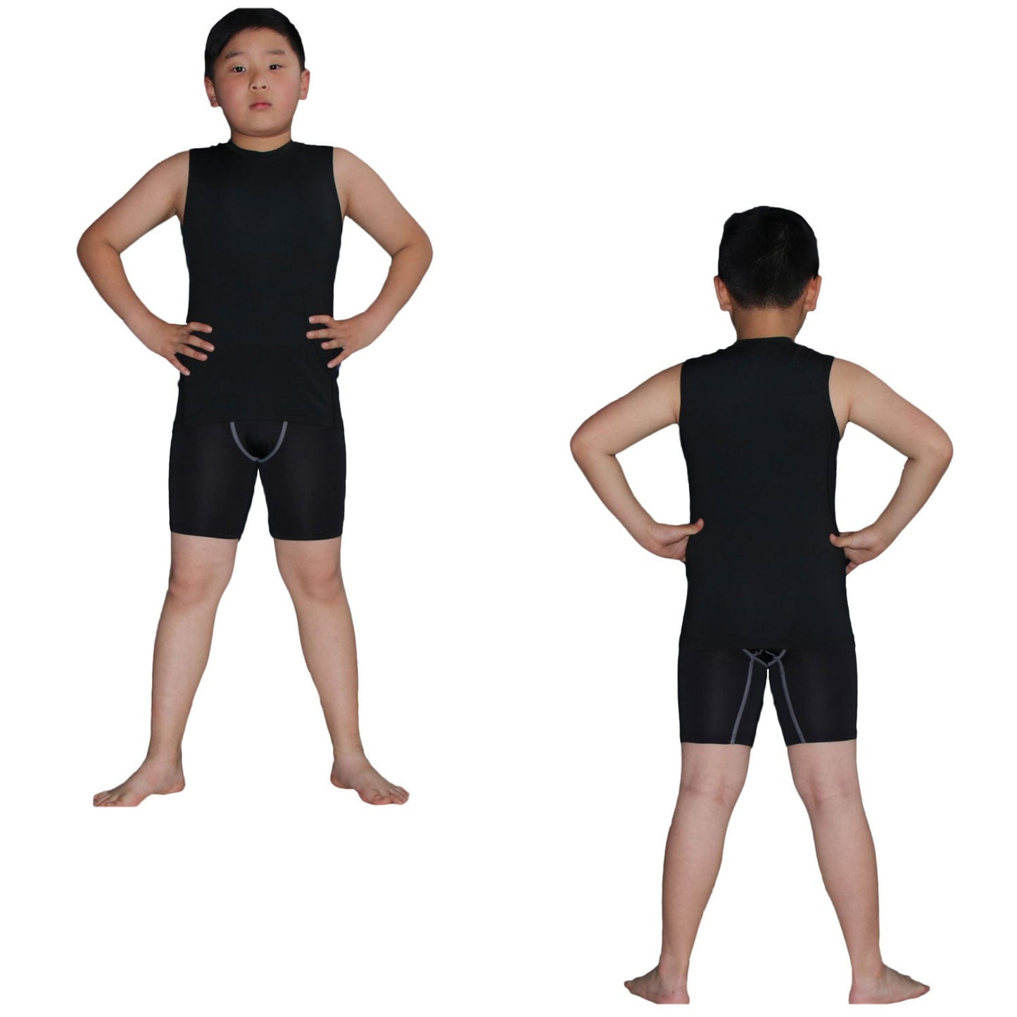 Kids Boys Girls Compression Tank Top & Shorts Sleeveless Base Layer LANBAOSI