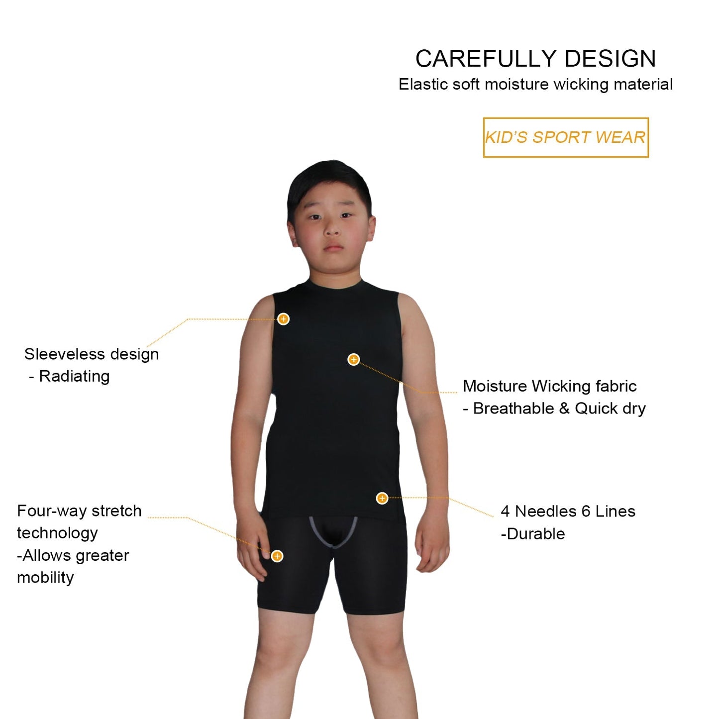 Kids Underwear Workout Base Layer Boys Sleeveless Vest and Short 2 PCS LANBAOSI