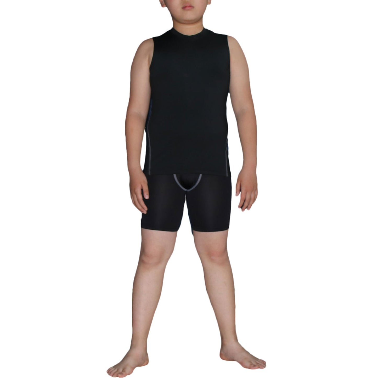 Kids Underwear Workout Base Layer Boys Sleeveless Vest and Short 2 PCS LANBAOSI