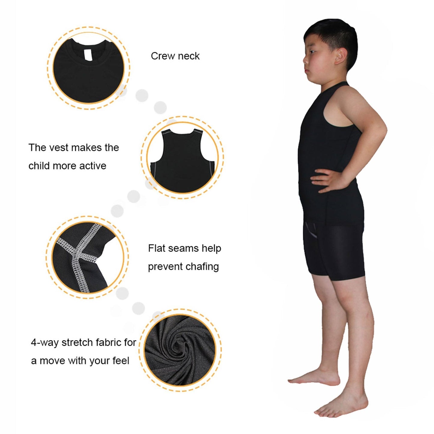 Kids Underwear Workout Base Layer Boys Sleeveless Vest and Short 2 PCS LANBAOSI