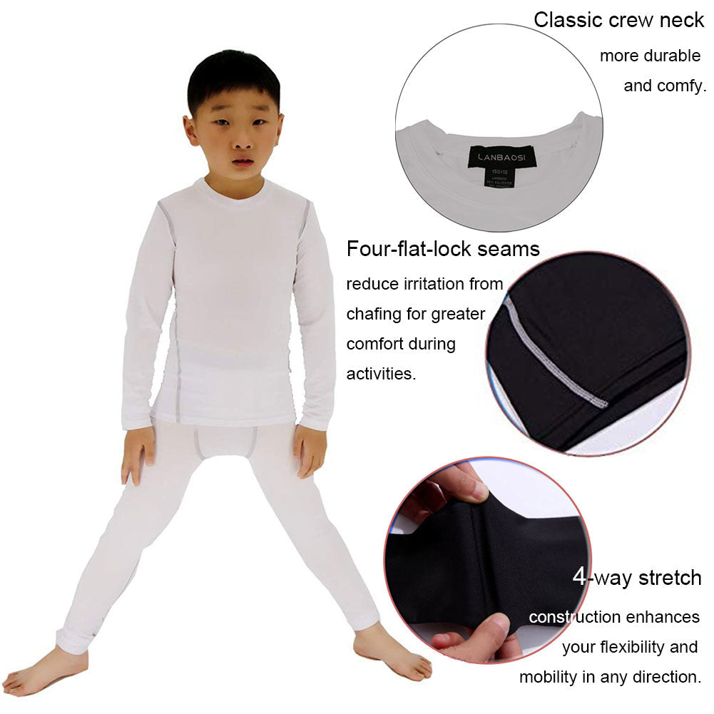 LANBAOSI Boys&Girls Long Sleeve Compression Soccer Practice T-Shirt LANBAOSI