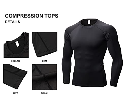 LANBAOSI Compression Tops for Men Quick Dry Lightweight Male Base Layer Long Sleeve T Shirt LANBAOSI