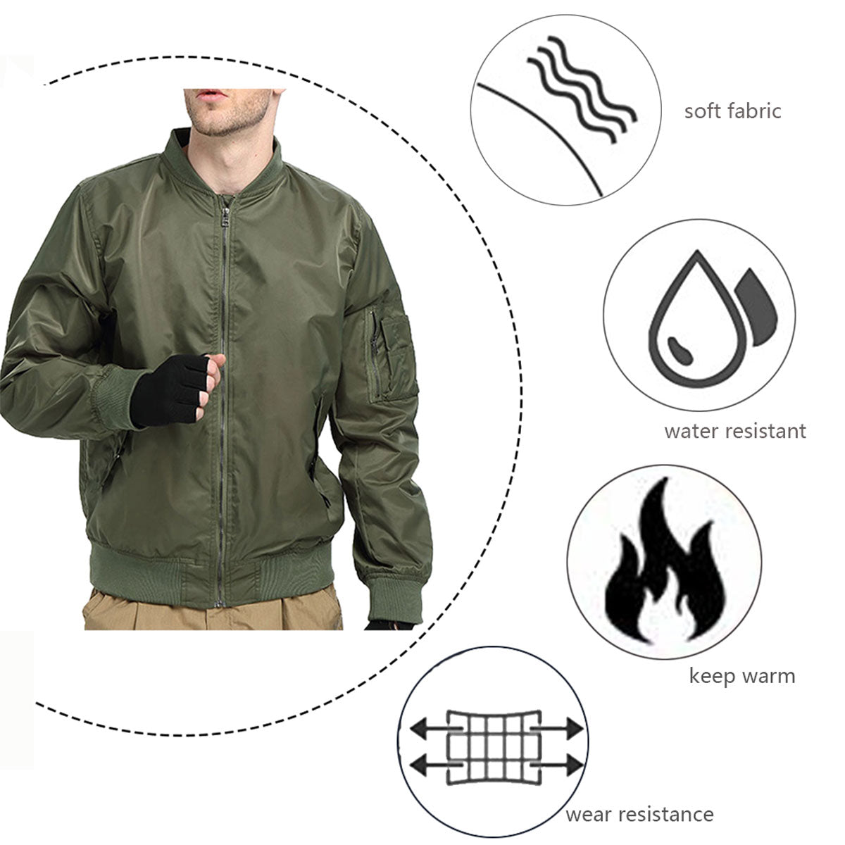 LANBAOSI Men Flight Bomber Drivers Jacket Windbreaker Casual Baseball Heavy Coats LANBAOSI