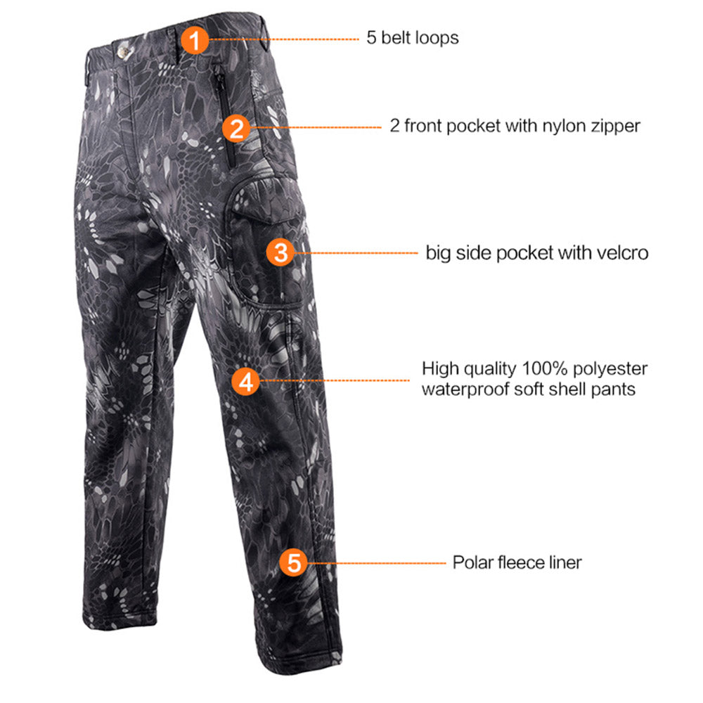 LANBAOSI Men Winter Tactical Pants Softshell Insulated Fleece Lined Hiking Pants LANBAOSI