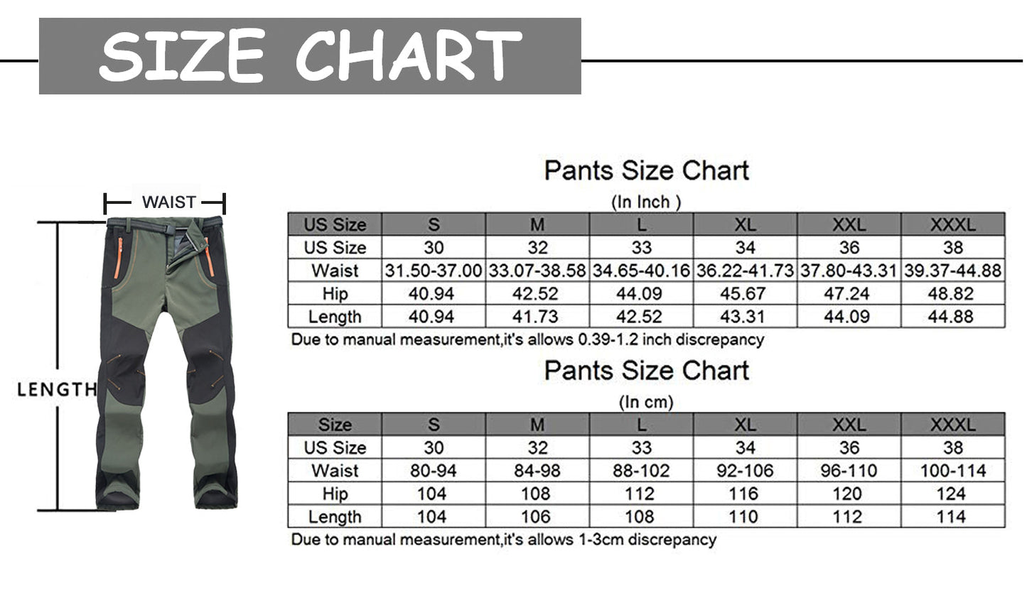 LANBAOSI Men's Travel Pants Waterproof Fleece Hiking Pant Softshell Trousers LANBAOSI
