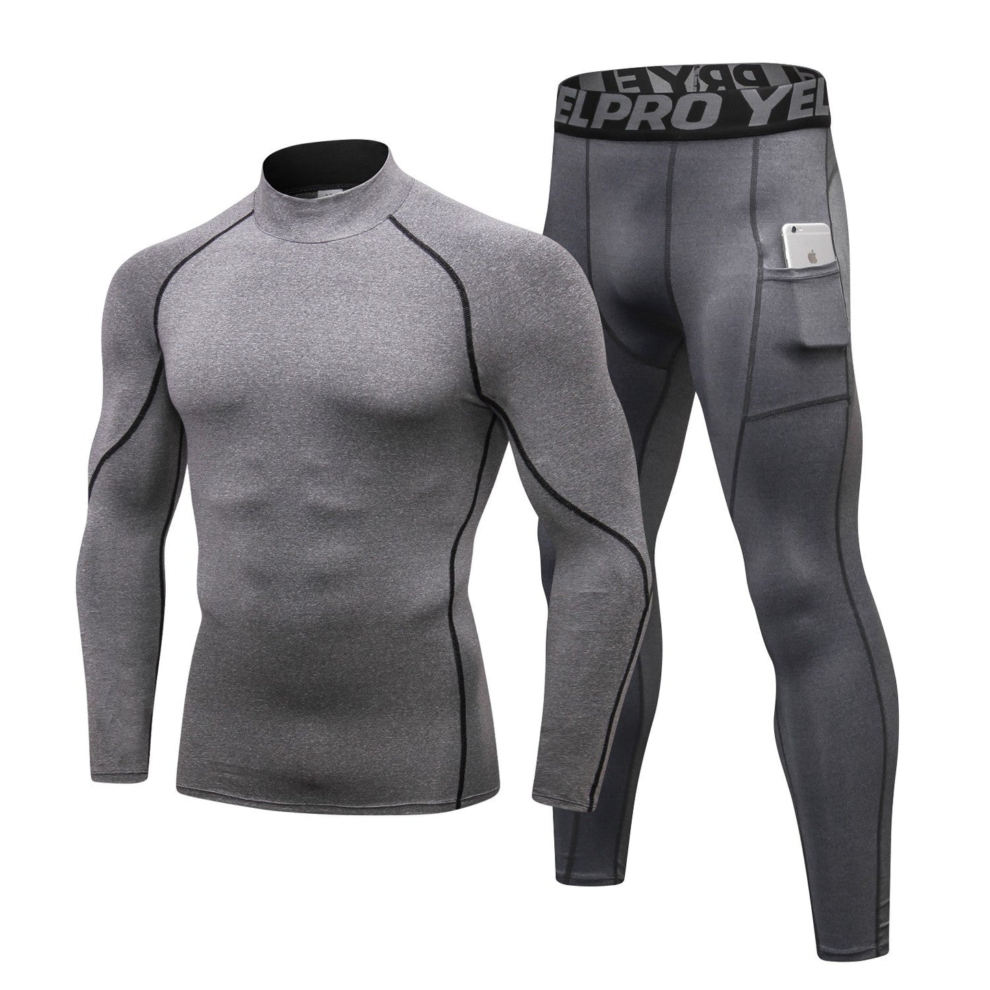 LANBAOSI Mens Athletic Apparel Running Set Male Compression Shirt Legging Fitness Tracksuit Gym Suits LANBAOSI
