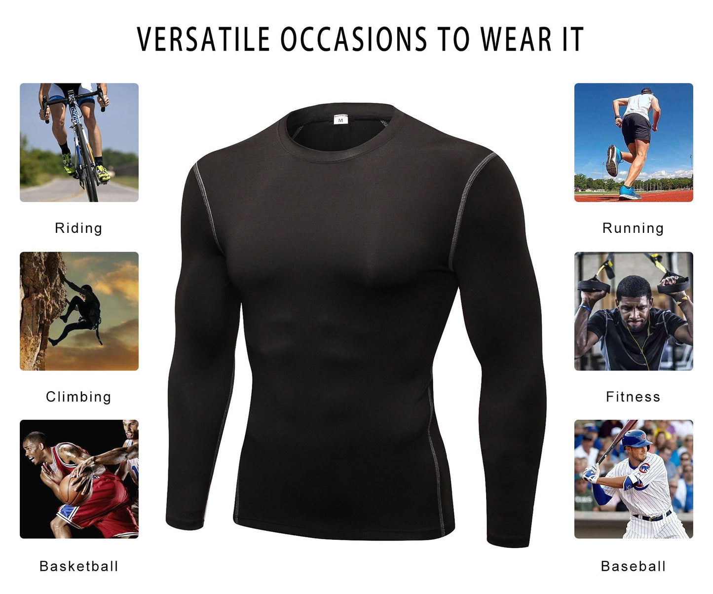 LANBAOSI Mens Athletic Shirts Dry Fit Long Sleeve Compression T-Shirt Male Workout Running Shirts LANBAOSI