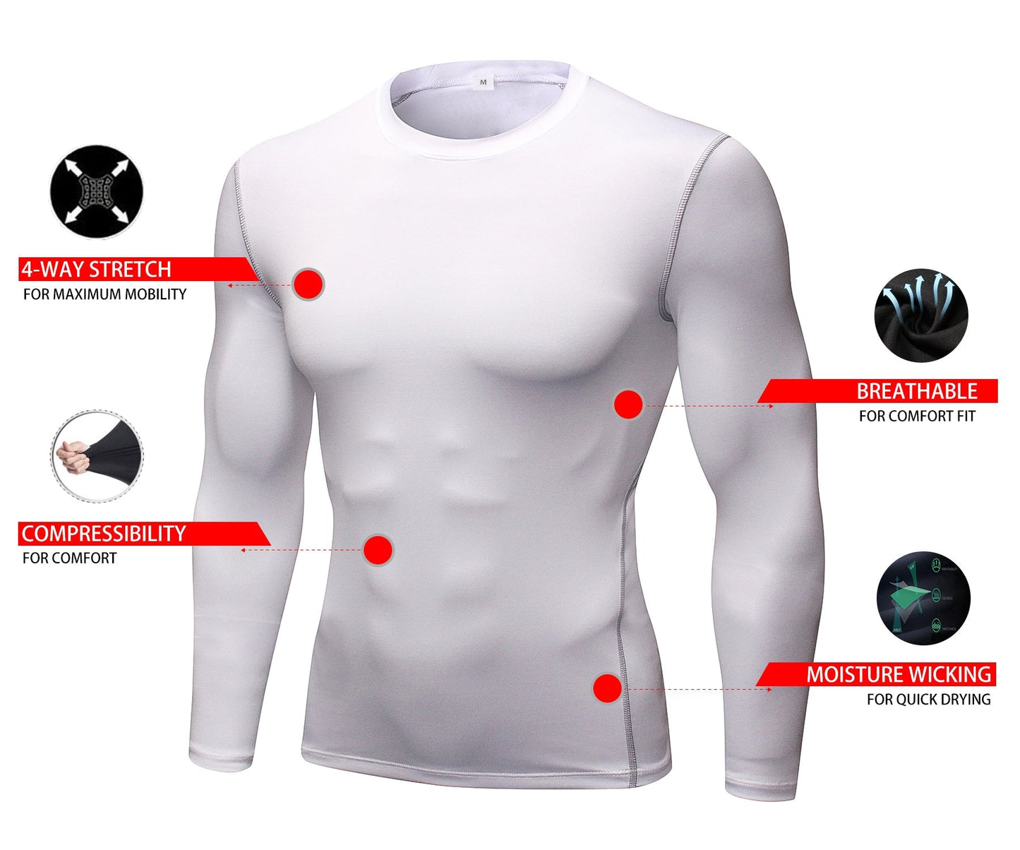 LANBAOSI Mens Athletic Shirts Dry Fit Long Sleeve Compression T-Shirt Male Workout Running Shirts LANBAOSI