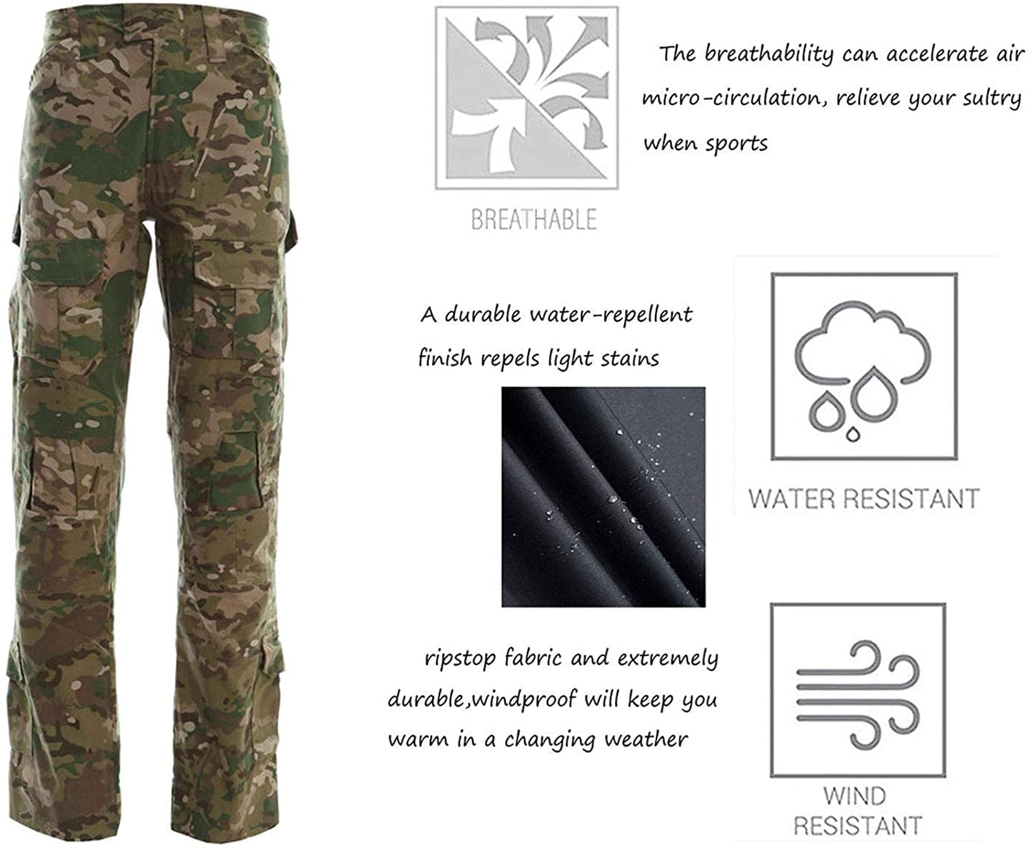 LANBAOSI Multicam Airsoft Tactical Military Hunting Combat Pants LANBAOSI