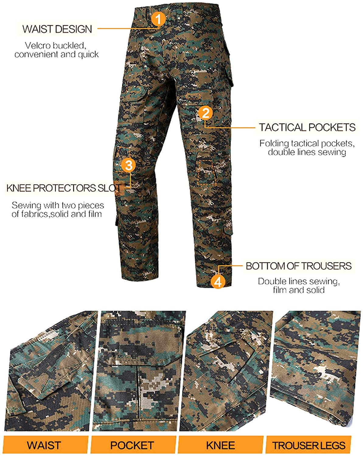 LANBAOSI Multicam Airsoft Tactical Military Hunting Combat Pants LANBAOSI