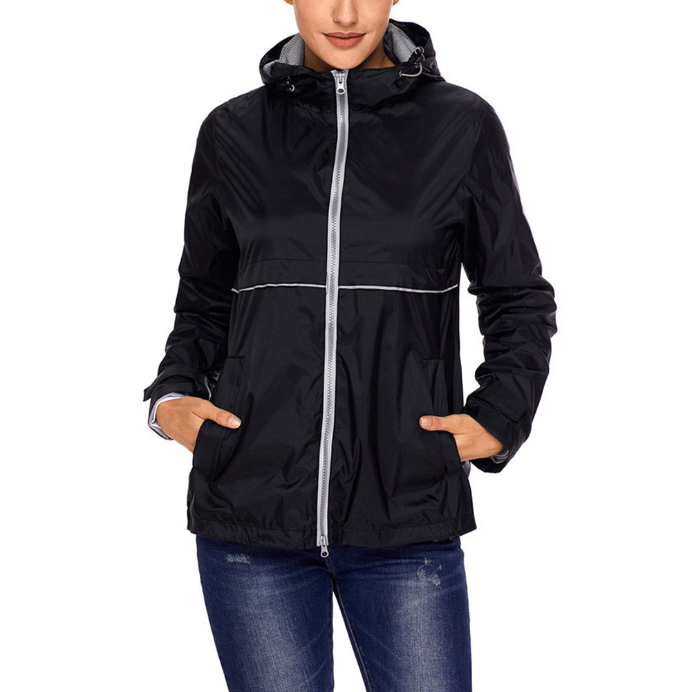 LANBAOSI Women Waterproof Ponchos Jackets Lightweight Windbreaker Quick Dry Waterproof Hooded Raincoat LANBAOSI