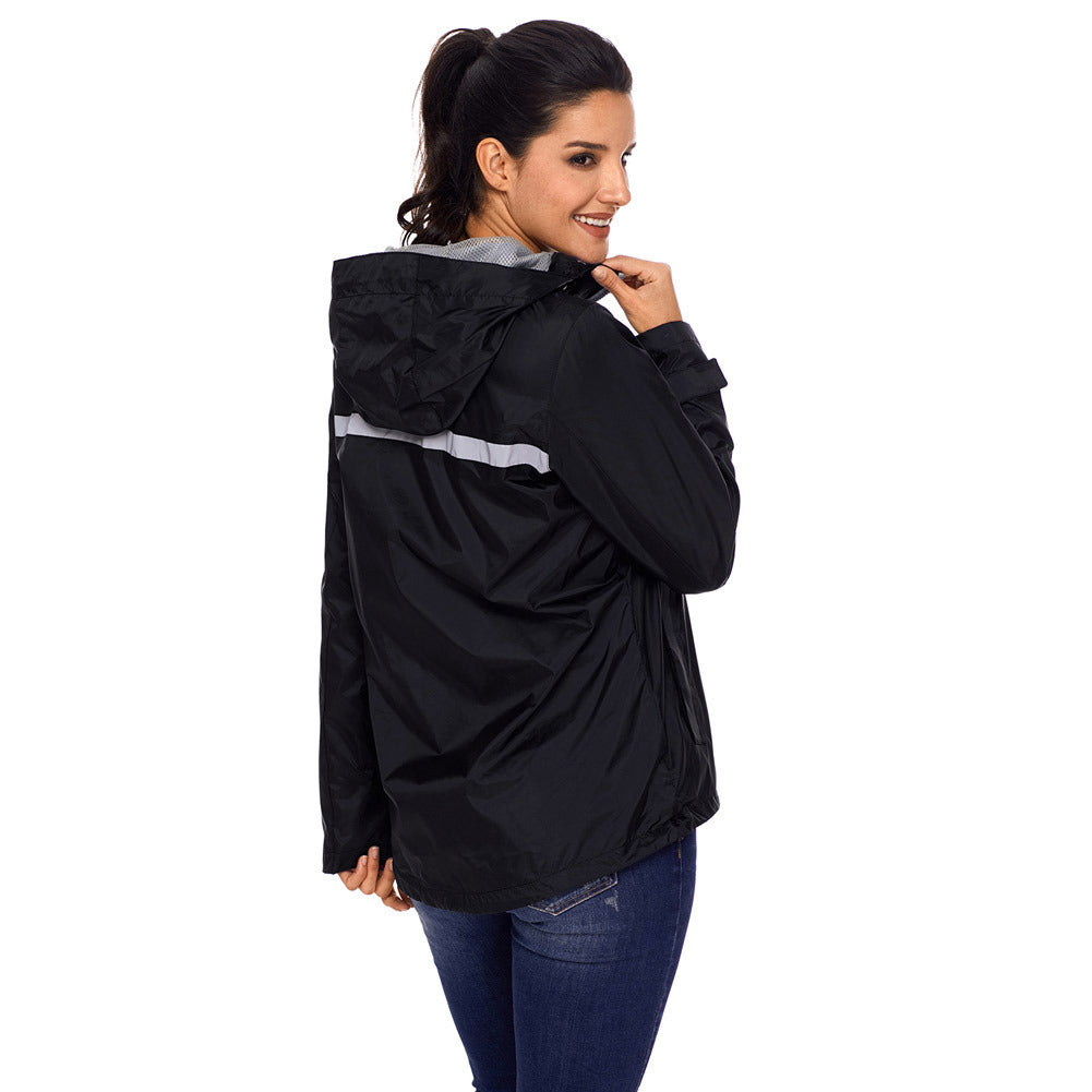 LANBAOSI Women Waterproof Ponchos Jackets Lightweight Windbreaker Quick Dry Waterproof Hooded Raincoat LANBAOSI