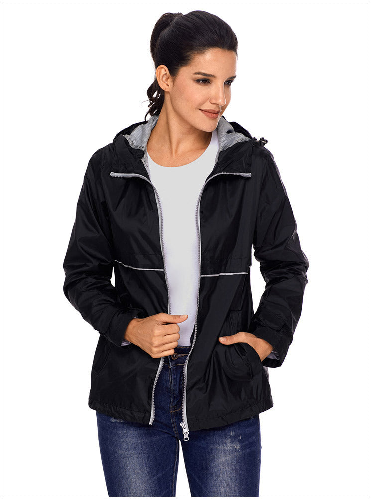 LANBAOSI Women Waterproof Ponchos Jackets Lightweight Windbreaker Quick Dry Waterproof Hooded Raincoat LANBAOSI