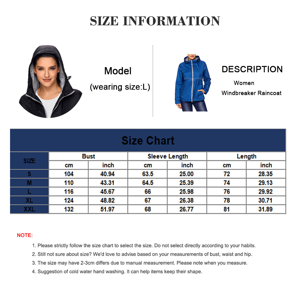 LANBAOSI Women Waterproof Ponchos Jackets Lightweight Windbreaker Quick Dry Waterproof Hooded Raincoat LANBAOSI