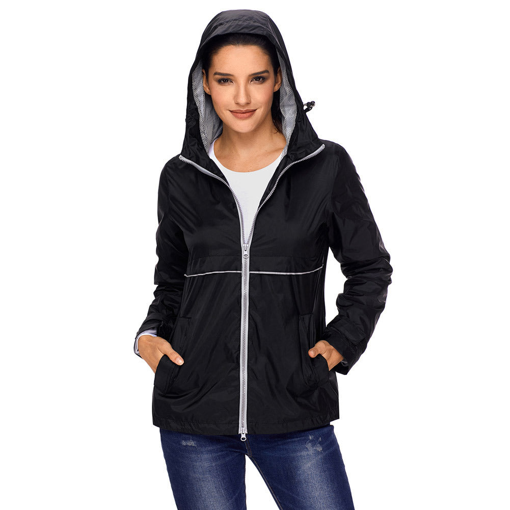 LANBAOSI Women Waterproof Ponchos Jackets Lightweight Windbreaker Quick Dry Waterproof Hooded Raincoat LANBAOSI