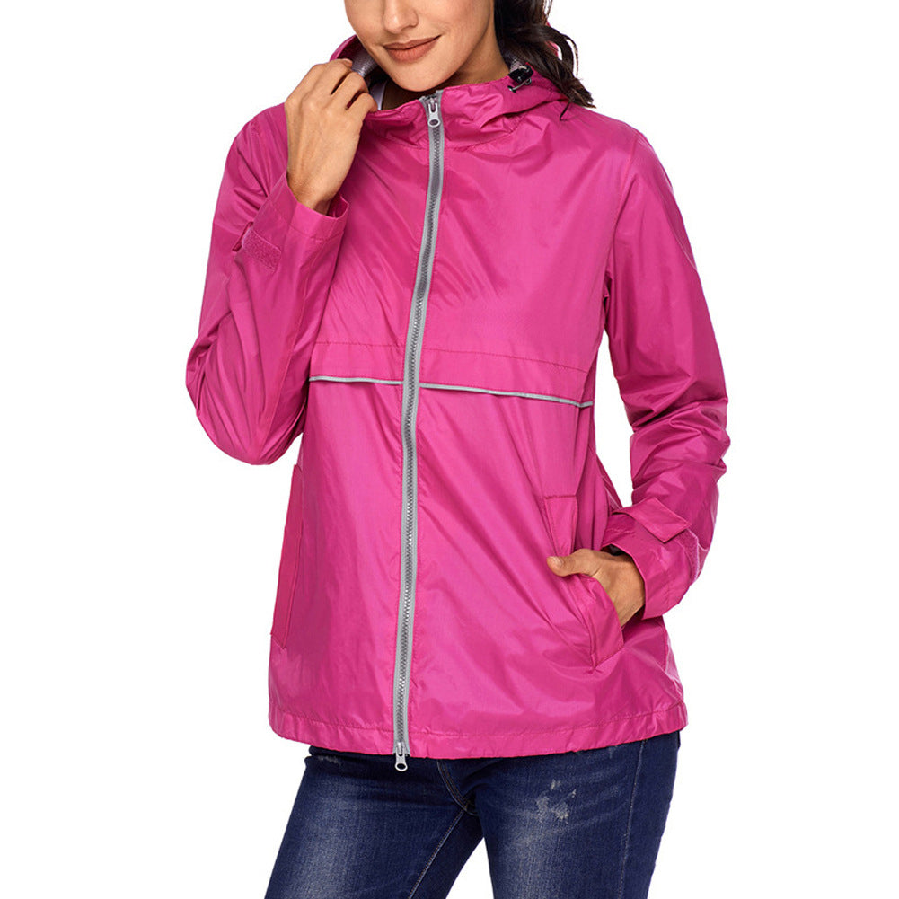 LANBAOSI Women Waterproof Ponchos Jackets Lightweight Windbreaker Quick Dry Waterproof Hooded Raincoat LANBAOSI