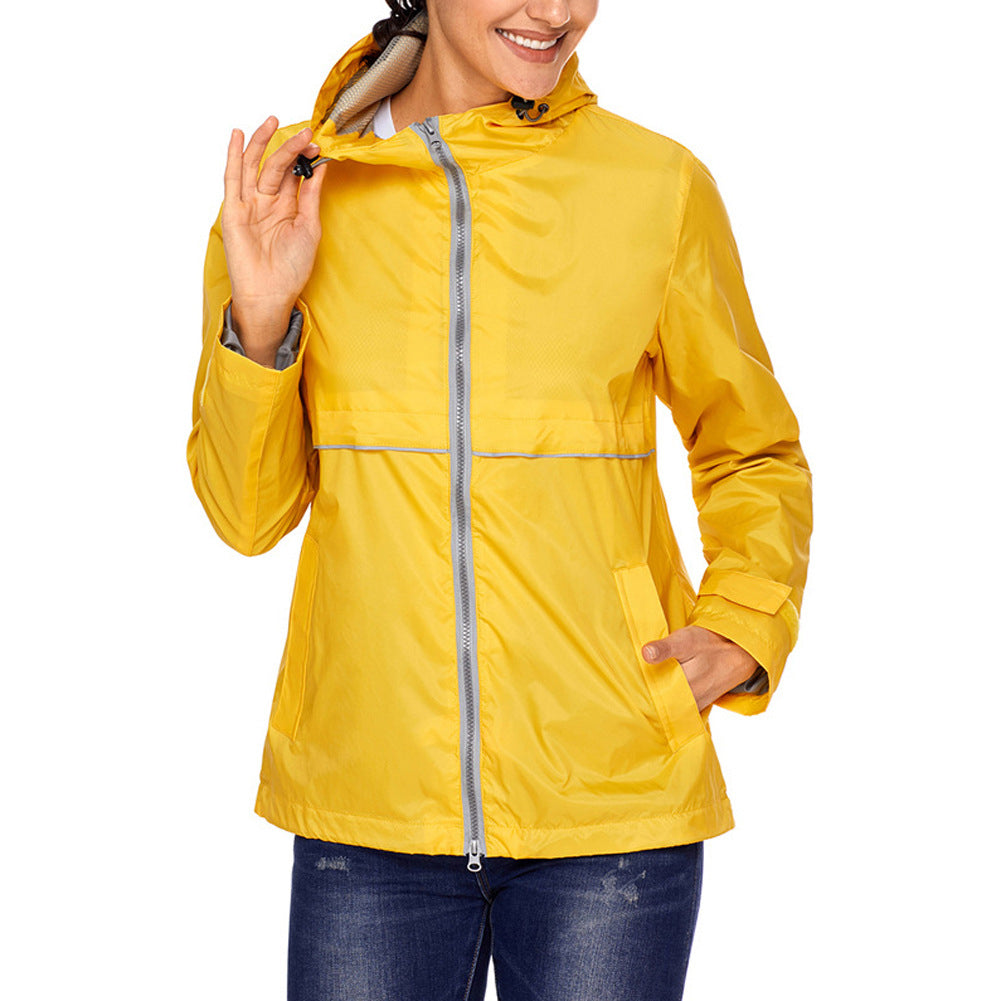 LANBAOSI Women Waterproof Ponchos Jackets Lightweight Windbreaker Quick Dry Waterproof Hooded Raincoat LANBAOSI