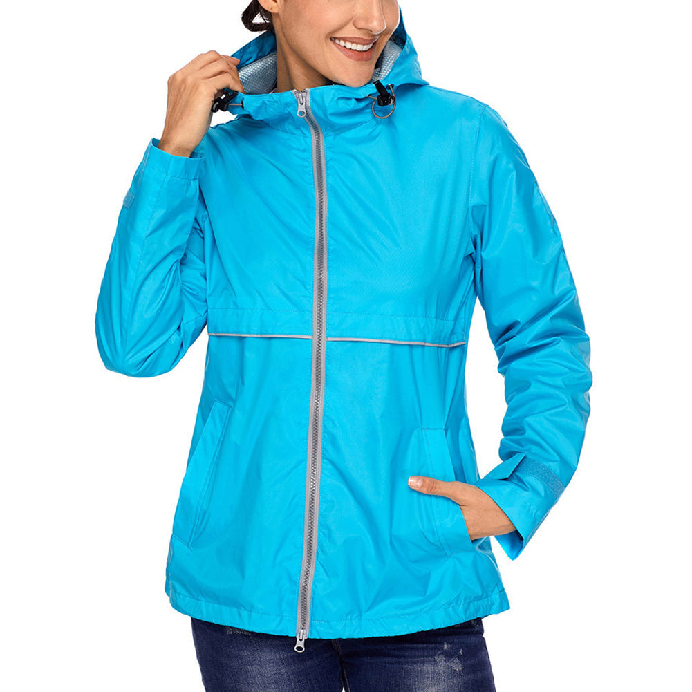 LANBAOSI Women Waterproof Ponchos Jackets Lightweight Windbreaker Quick Dry Waterproof Hooded Raincoat LANBAOSI