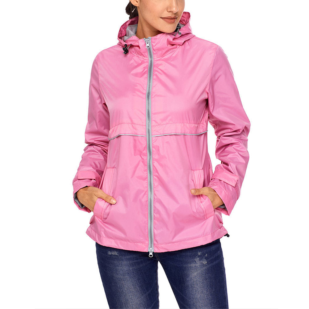 LANBAOSI Women Waterproof Ponchos Jackets Lightweight Windbreaker Quick Dry Waterproof Hooded Raincoat LANBAOSI