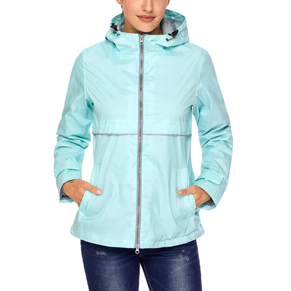 LANBAOSI Women Waterproof Ponchos Jackets Lightweight Windbreaker Quick Dry Waterproof Hooded Raincoat LANBAOSI