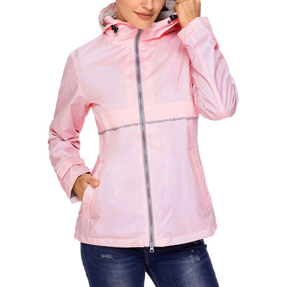LANBAOSI Women Waterproof Ponchos Jackets Lightweight Windbreaker Quick Dry Waterproof Hooded Raincoat LANBAOSI