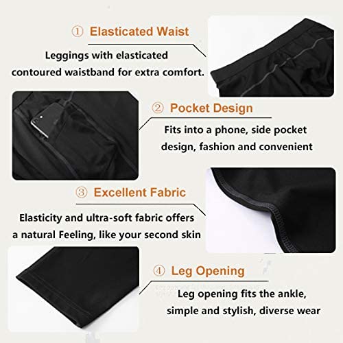 Men 2 Pack Compression Pants Pockets Cool Dry Gym Leggings Male Baselayer Running Tights LANBAOSI
