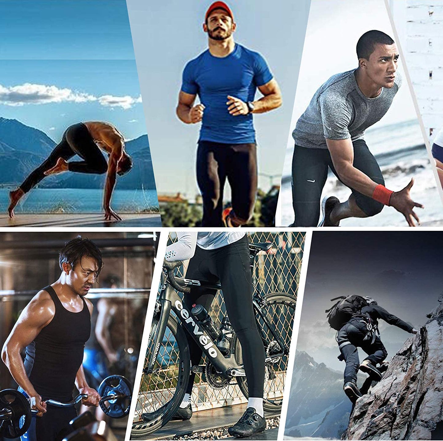 Men 2 Pack Compression Pants Pockets Cool Dry Gym Leggings Male Baselayer Running Tights LANBAOSI