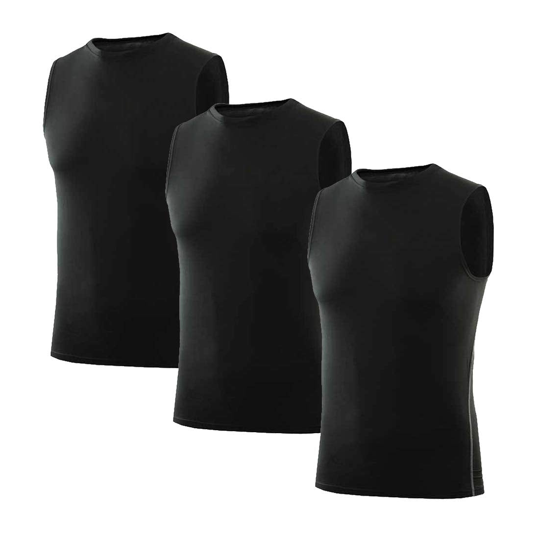Men 3 Pack Athletic Compression Under Base Layer Male Sport Tank Top LANBAOSI