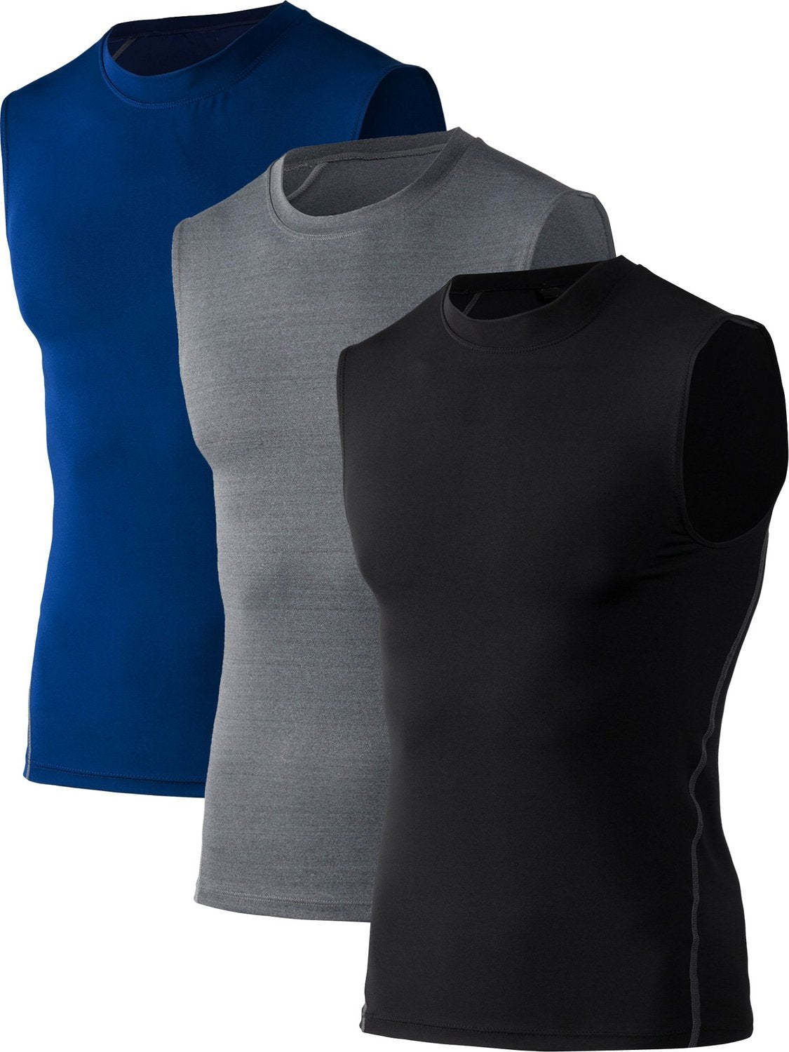Men 3 Pack Athletic Compression Under Base Layer Male Sport Tank Top LANBAOSI