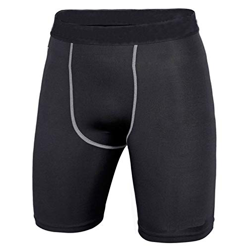 Men 3 Pack Running Compression Shorts with Pocket Male Workout Short Leggings LANBAOSI