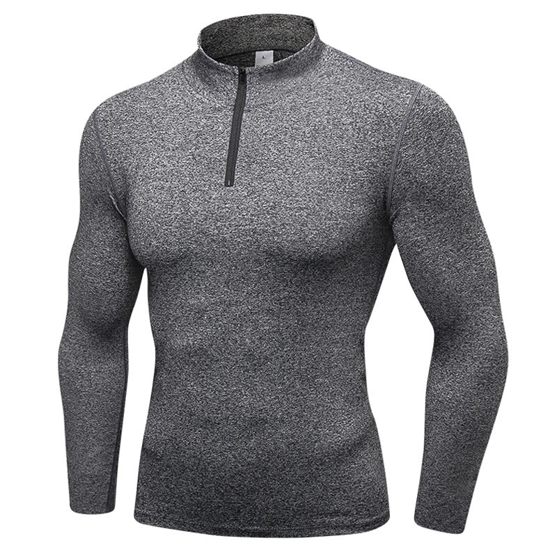 Men Compression Shirts Long Sleeve Undershirts 1/4 Zip Mock Neck Tops LANBAOSI