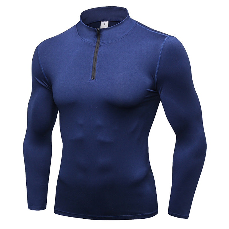 Men Compression Shirts Long Sleeve Undershirts 1/4 Zip Mock Neck Tops LANBAOSI
