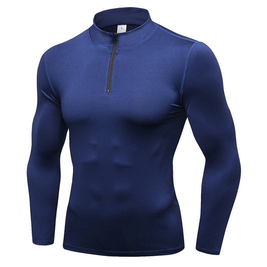 Men Compression Shirts Long Sleeve Undershirts 1/4 Zip Mock Neck Tops LANBAOSI