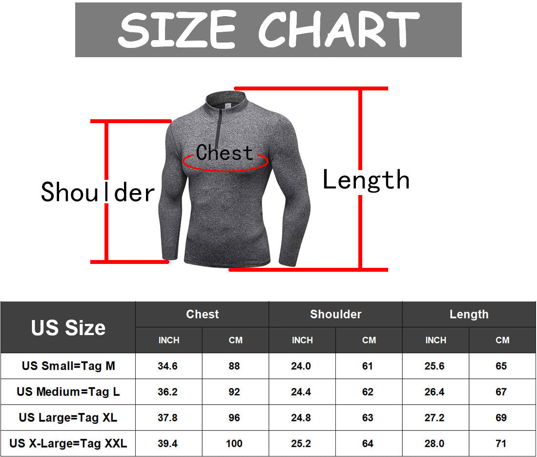 Men Compression Shirts Long Sleeve Undershirts 1/4 Zip Mock Neck Tops LANBAOSI