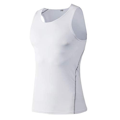 Men Compression Wrokout Tank Top Cool Dry Sports Under Male Baselayer Sleeveless Shirt LANBAOSI