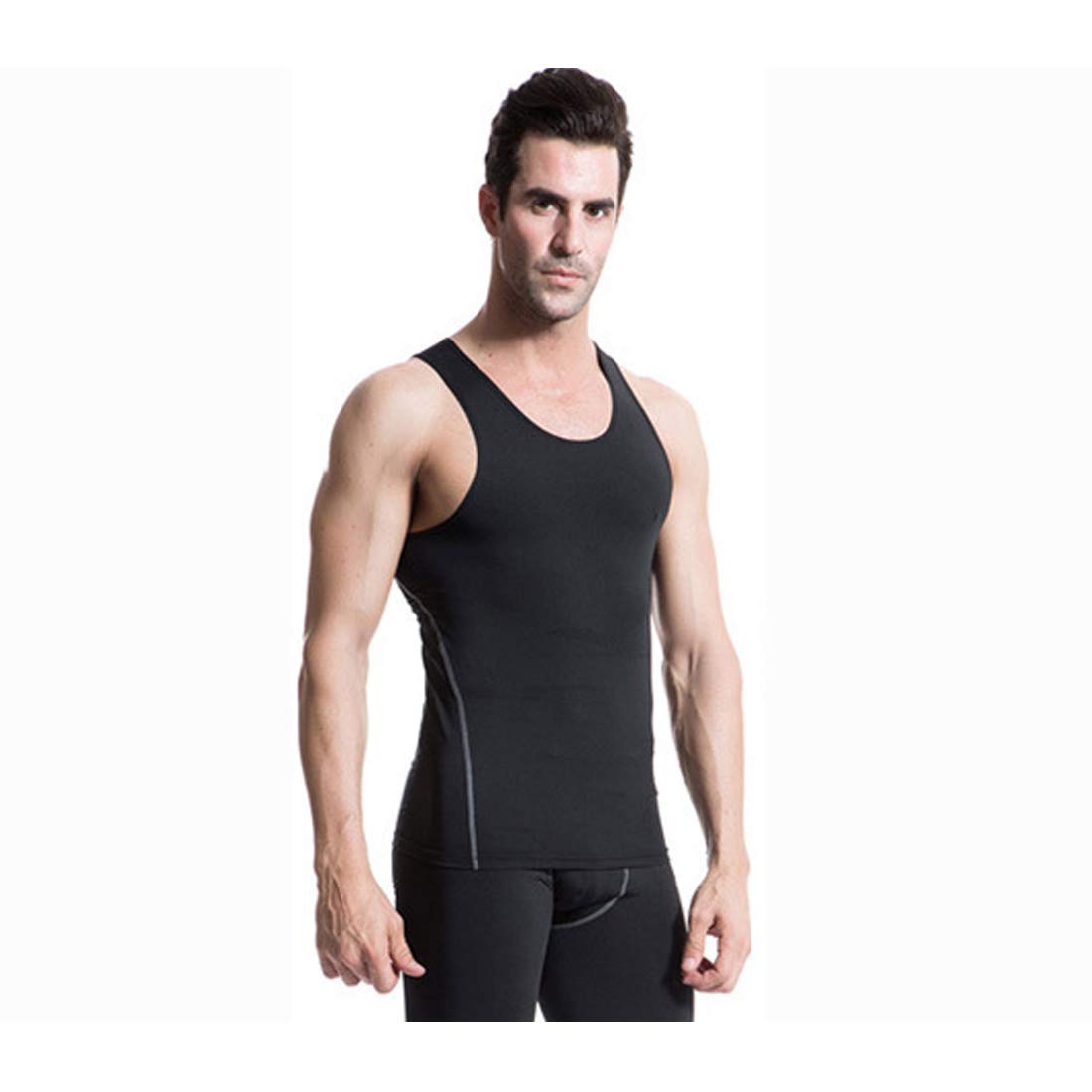 Men Compression Wrokout Tank Top Cool Dry Sports Under Male Baselayer Sleeveless Shirt LANBAOSI