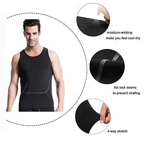 Men Compression Wrokout Tank Top Cool Dry Sports Under Male Baselayer Sleeveless Shirt LANBAOSI