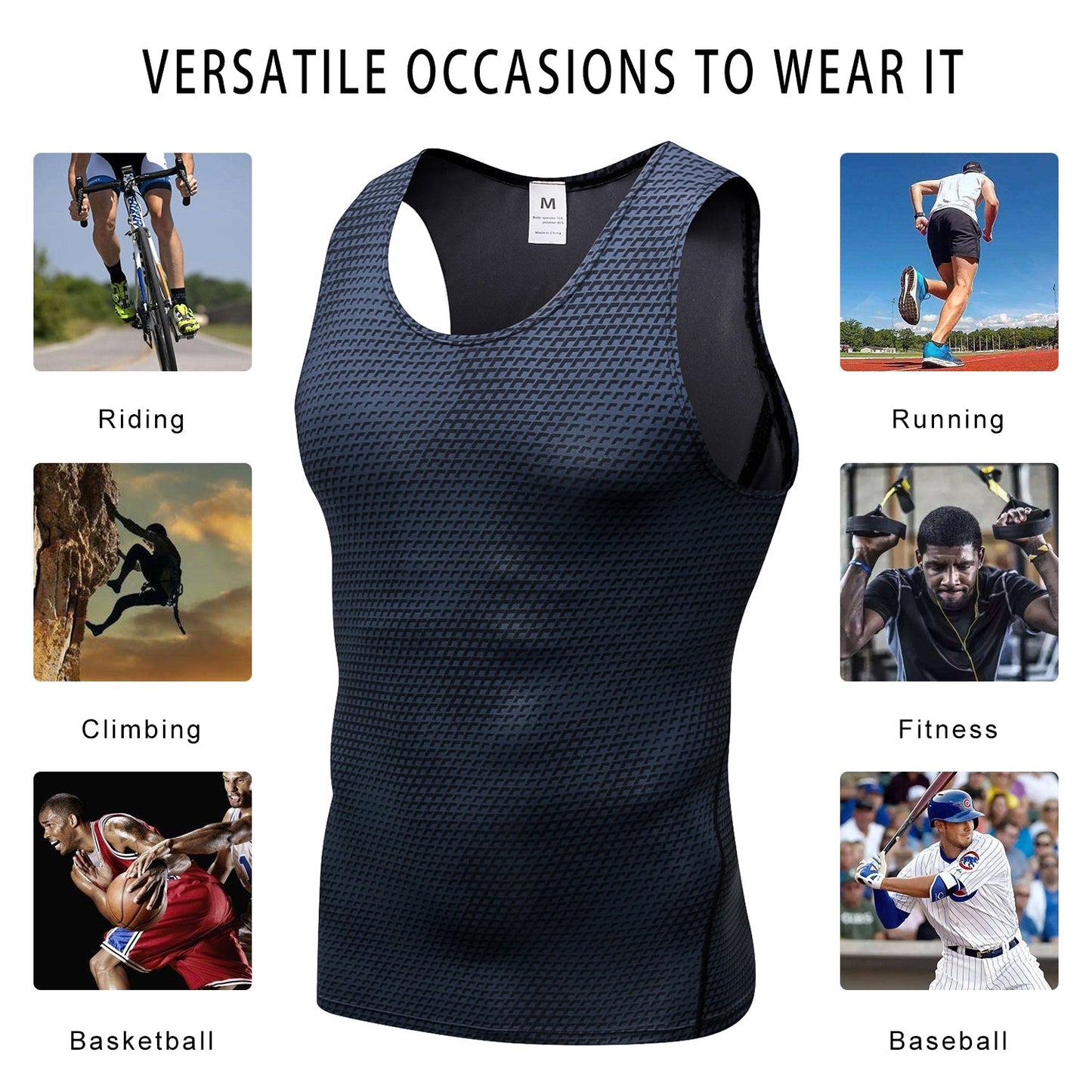Men Cycing Base Layer Tank Quick Drying Compression Tops LANBAOSI