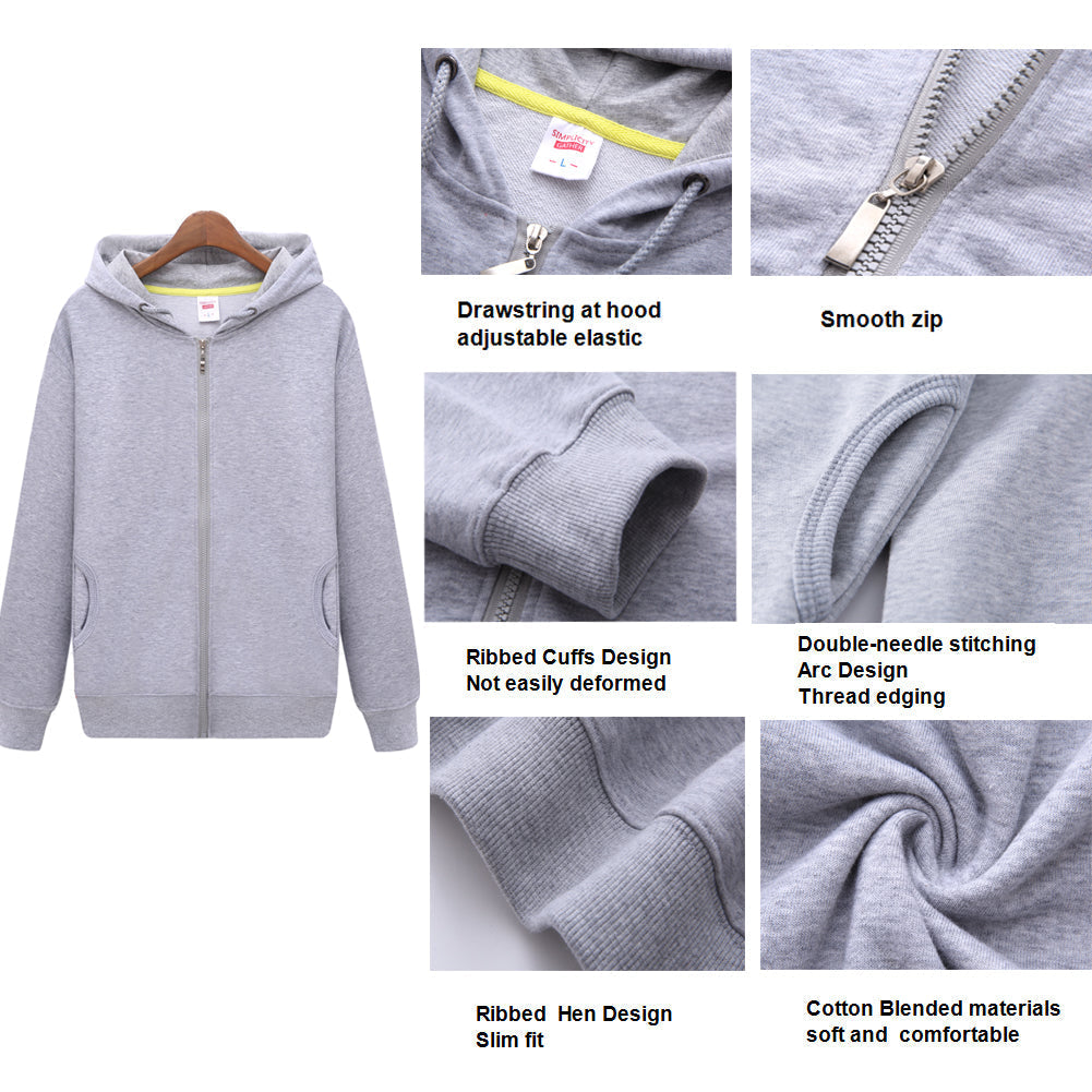 Men Full Zip Hooded Sweatshirt Casual Long Sleeve Hoodie Jacket LANBAOSI