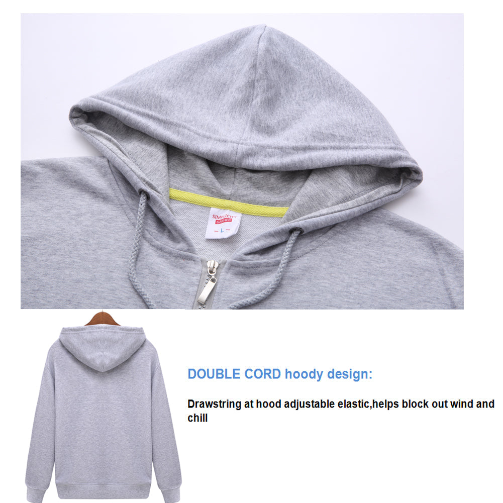 Men Full Zip Hooded Sweatshirt Casual Long Sleeve Hoodie Jacket LANBAOSI