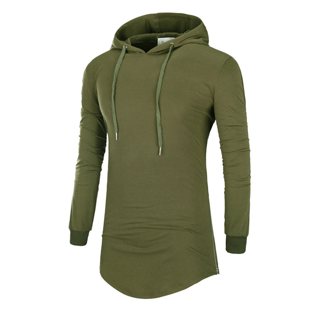 Men Military Hoodies Shirts Long Sleeve Longline Pullover Sweatshirt LANBAOSI