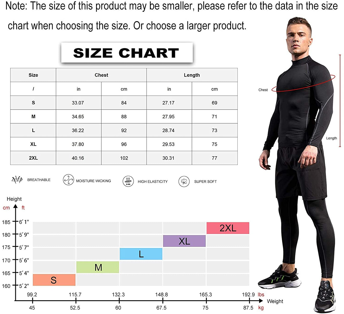 Men Mock Turtleneck Compression Shirt Long Sleeve Football Undershirt Male Sports Running Base Layer Workout Tops LANBAOSI