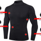 Men Mock Turtleneck Compression Shirt Long Sleeve Football Undershirt Male Sports Running Base Layer Workout Tops LANBAOSI