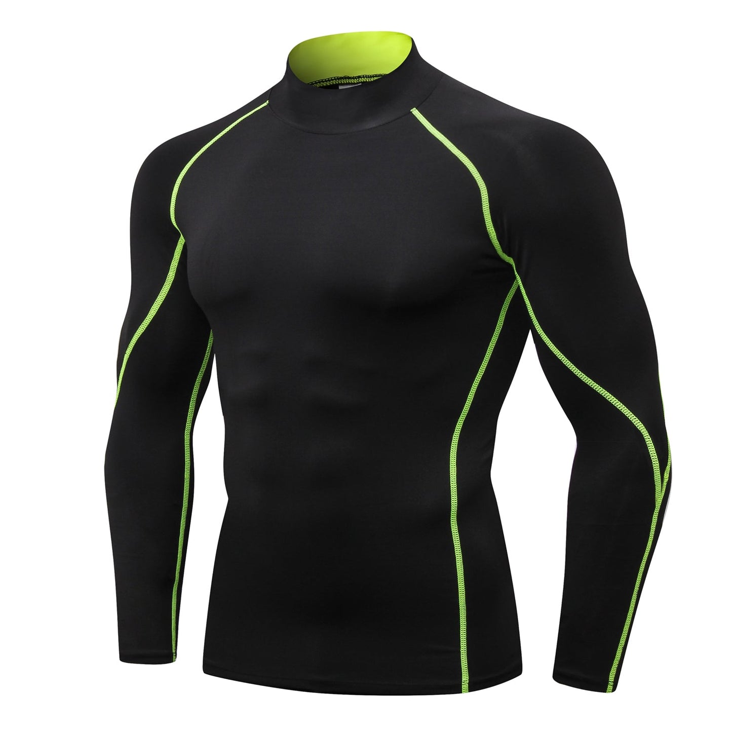 Men Mock Turtleneck Compression Shirt Long Sleeve Football Undershirt Male Sports Running Base Layer Workout Tops LANBAOSI