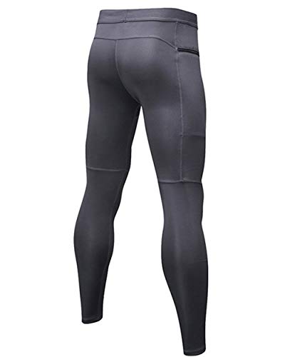 Men Running Tights Cool Dry Pant Male Baselayer Tights Leggings with Pockets LANBAOSI
